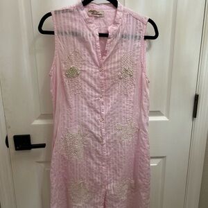 Light Pink Sleeveless Embroidered Tunic Dress